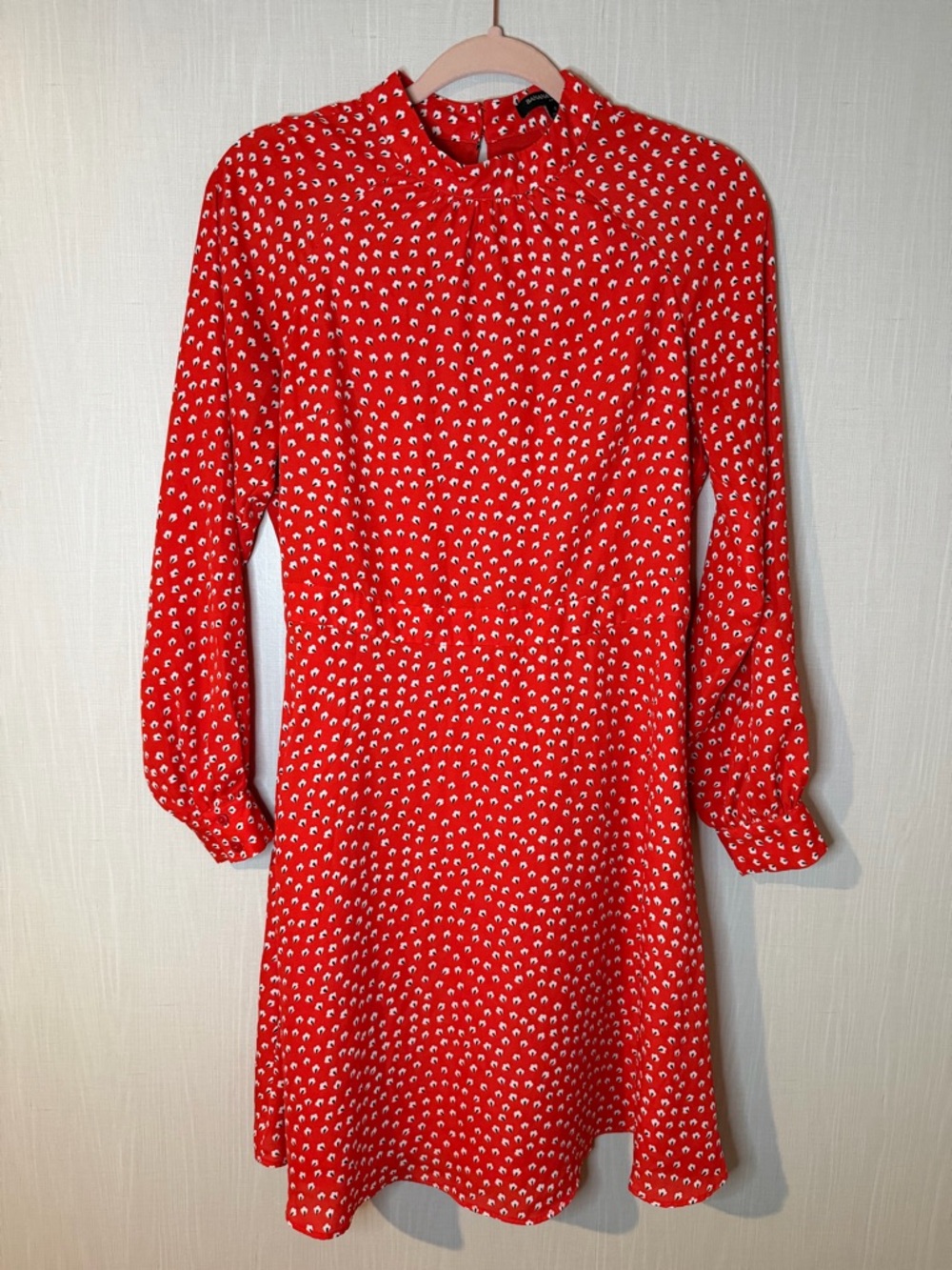 Banana Republic Red Long-Sleeve Floral Printed Shift‎ Dress 4 - Picture 2 of 6